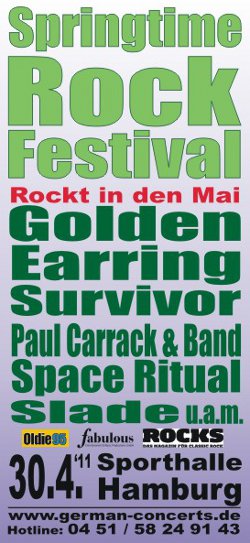 Golden Earring festival flyer Hamburg - 3rd Springtime Rock Festival April 30, 2011